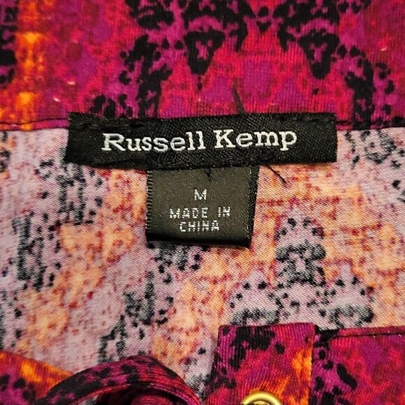 3/$30 RUSSELL KEMP Geometric Diamond Pattern Lace Up Sleeveless Festival Top - Picture 4 of 6